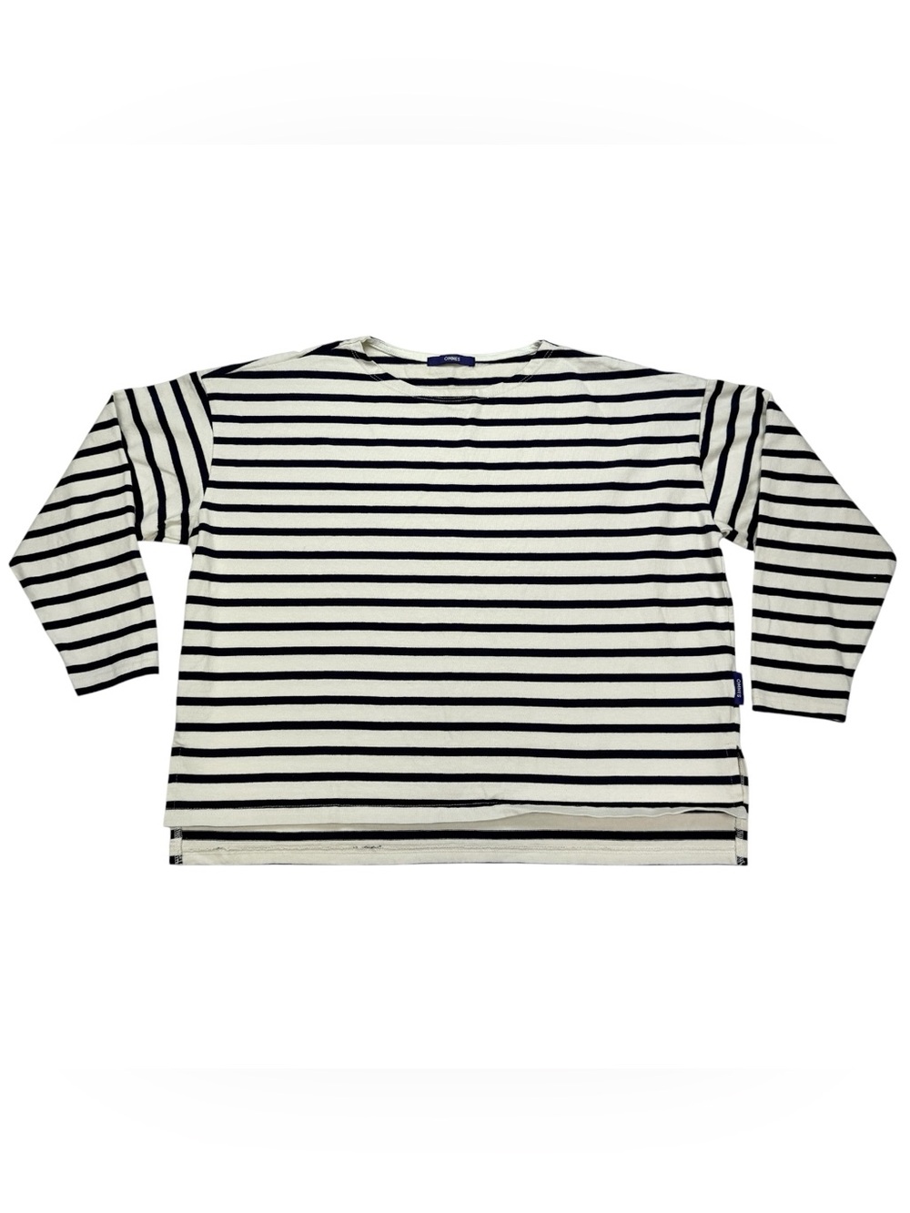OMNES Breton Striped Long Sleeve Oversized Sailor Shirt Boat Neck Nautical M